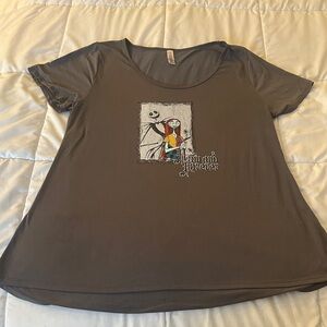 LuLaRoe Disney Charcoal Graphic Tee Nightmare Before Christmas Jack & Sally